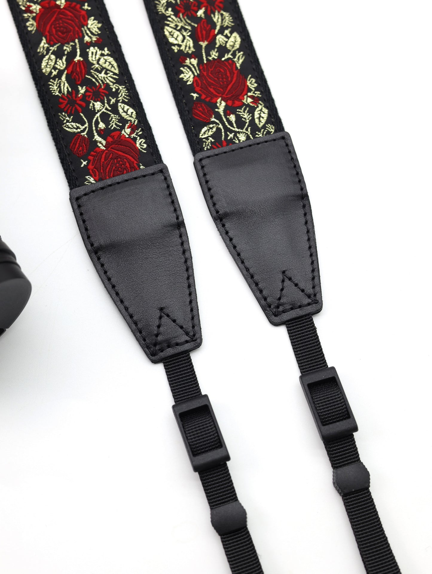 Embroidered Ribbon Camera Strap | Vintage Ribbon With Gold Metallic Thread | Photography Accessories | Holiday Gift | 1.5“ Width