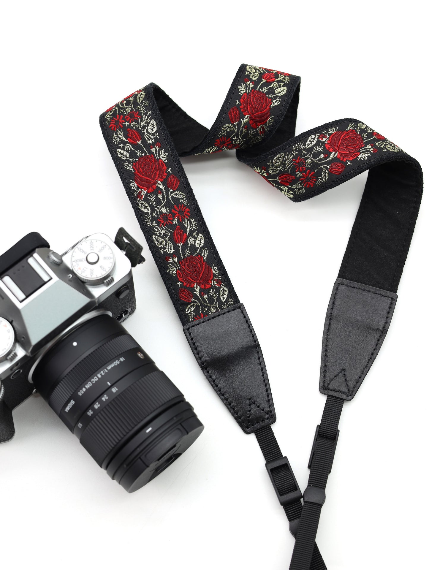 Embroidered Ribbon Camera Strap | Vintage Ribbon With Gold Metallic Thread | Photography Accessories | Holiday Gift | 1.5“ Width